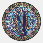 ステンドグラス立ちヴァージンメアリー封筒用シール ラウンドシール (正面)