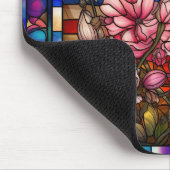 ステンドグラス米国国旗と花 マウスパッド (コーナー)