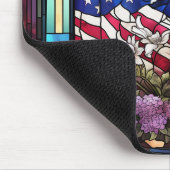 ステンドグラス米国国旗と花 マウスパッド (コーナー)
