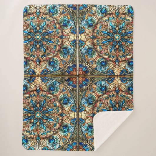 ステンドグラス精巧デザイン シェルパブランケット (正面)