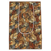 ステンドグラス紅葉パターンエレガント – 秋 ミディアムペーパーバッグ (裏面)