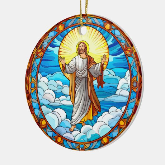 ステンドグラス素晴らし・イエス・クリスマス セラミックオーナメント (左)