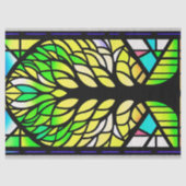 ステンドグラス緑の木のアートワーク大 薄葉紙 (正面)