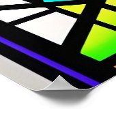 ステンドグラス緑の木のアートワーク ポスター (角)