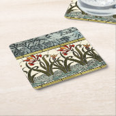 ステンドグラス縁ど花 スクエアペーパーコースター (アングル)