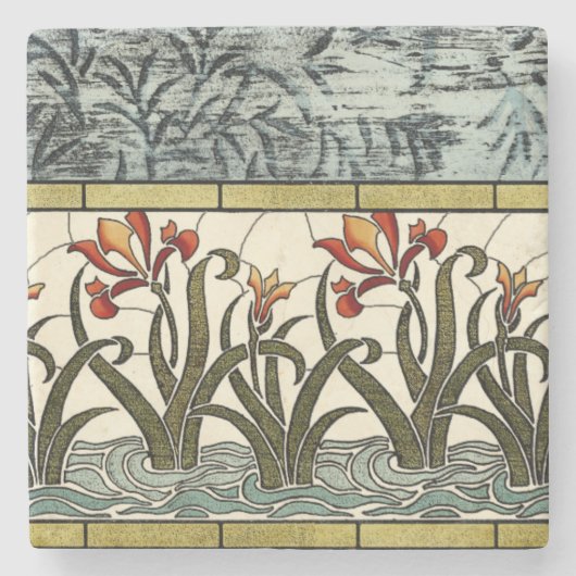 ステンドグラス縁ど花 ストーンコースター (正面)