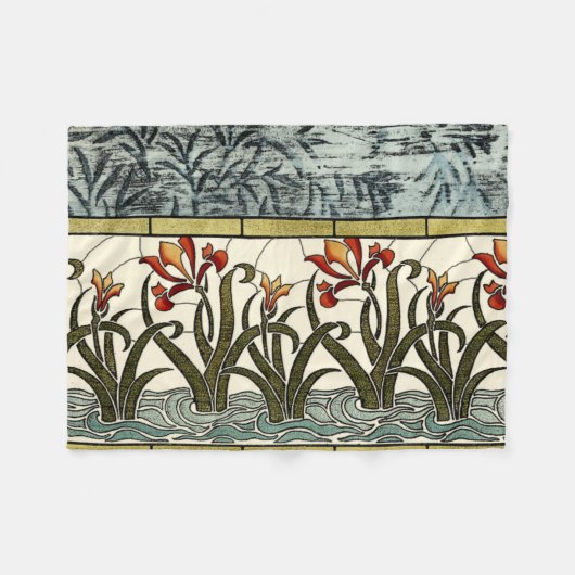 ステンドグラス縁ど花 フリースブランケット (正面(横))