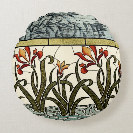 ステンドグラス縁ど花 ラウンドクッション (正面)