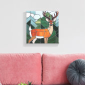 ステンドグラス美術、ステンドグラススタイル鹿アート キャンバスプリント (インサイチュ (リビング))