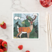 ステンドグラス美術、ステンドグラススタイル鹿アート スタンダードカクテルナプキン (インサイチュ)