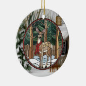 ステンドグラス美術、ステンドグラススタイル鹿アート セラミックオーナメント (右)