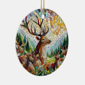 ステンドグラス美術、ステンドグラススタイル鹿アート セラミックオーナメント (右)