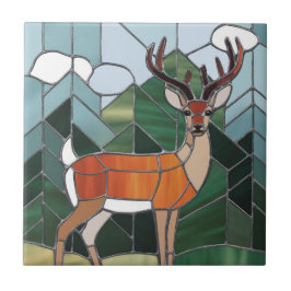 ステンドグラス美術、ステンドグラススタイル鹿アート タイル