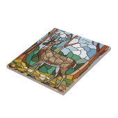 ステンドグラス美術、ステンドグラススタイル鹿アート タイル (側面)