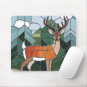 ステンドグラス美術、ステンドグラススタイル鹿アート マウスパッド (マウス)