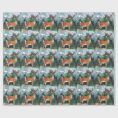 ステンドグラス美術、ステンドグラススタイル鹿アート ラッピングペーパー (フラット)