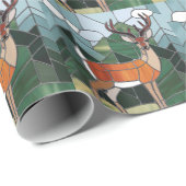 ステンドグラス美術、ステンドグラススタイル鹿アート ラッピングペーパー (ロールコーナー)