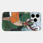 ステンドグラス美術、ステンドグラススタイル鹿アート iPhoneケース (裏面横)