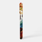 ステンドグラス美術、ステンドグラススタイル鹿アート iPhone 16ケース (左側面)