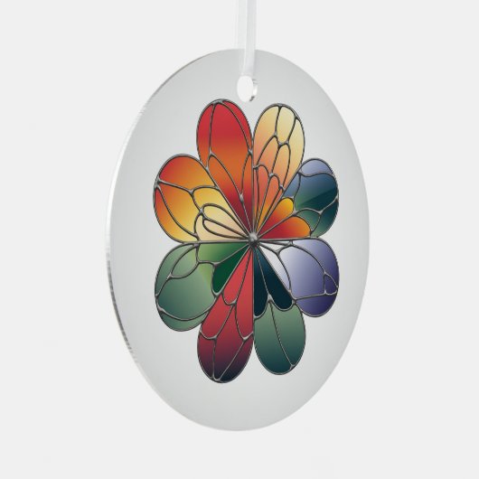 ステンドグラス美術、抽象芸術花用ステンドグラス メタルオーナメント (正面右)