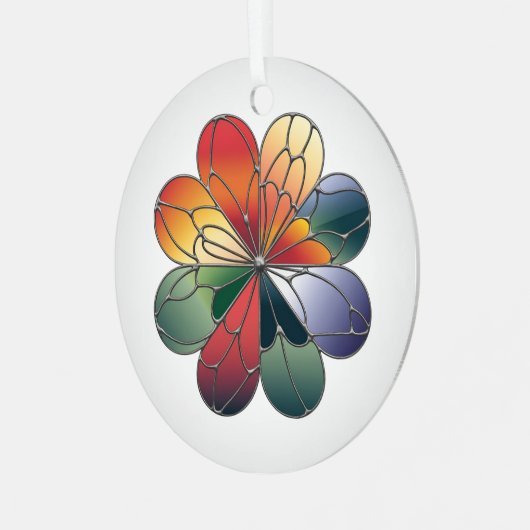 ステンドグラス美術、抽象芸術花用ステンドグラス メタルオーナメント (正面左)