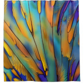 ステンドグラス羽根AI抽象芸術アート シャワーカーテン (正面)