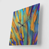 ステンドグラス羽根AI抽象芸術アート スクエア壁時計 (傾斜)