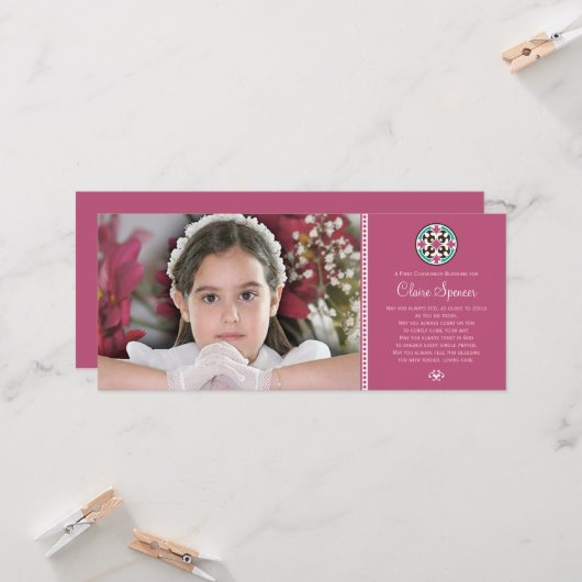 ステンドグラス聖なる最初の聖体写真記念 カード (正面/裏面インサイチュ)