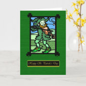 ステンドグラス聖パトリックの日のカード、聖パトリック カード (黄色い花)