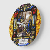 ステンドグラス聖書の場面。 ラージ壁時計 (傾斜)