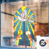 ステンドグラス聖杯司祭と聖杯 ウィンドウサイン (カフェ窓)