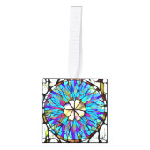 ステンドグラス花キューブオーナメント キューブオーナメント (正面)