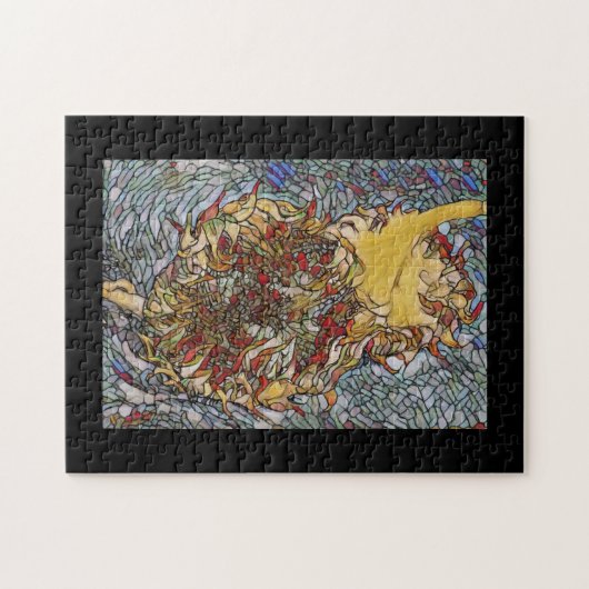 ステンドグラス花ポートレート ジグソーパズル (横)