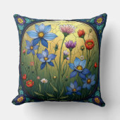 ステンドグラス花模様 クッション (正面)