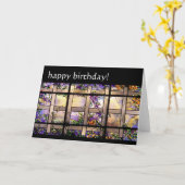 ステンドグラス花誕生日カード カード (黄色い花)