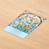 ステンドグラス花誕生日パーティー アクリル招待状 (レイダウン)