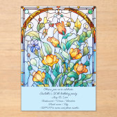 ステンドグラス花誕生日パーティー アクリル招待状 (正面)