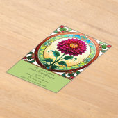 ステンドグラス花誕生日パーティー アクリル招待状 (レイダウン)