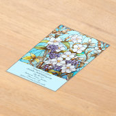 ステンドグラス花誕生日パーティー アクリル招待状 (レイダウン)