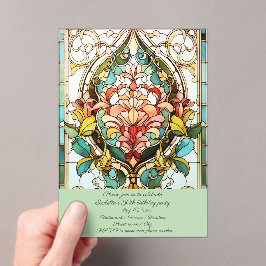 ステンドグラス花誕生日パーティー アクリル招待状