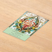 ステンドグラス花誕生日パーティー アクリル招待状 (レイダウン)