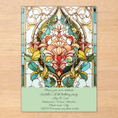 ステンドグラス花誕生日パーティー アクリル招待状 (正面)