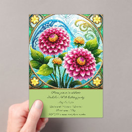 ステンドグラス花誕生日パーティー アクリル招待状