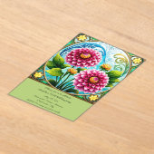 ステンドグラス花誕生日パーティー アクリル招待状 (レイダウン)