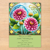 ステンドグラス花誕生日パーティー アクリル招待状 (正面)