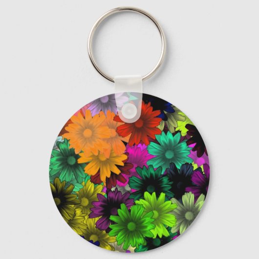 ステンドグラス花 キーホルダー (正面)