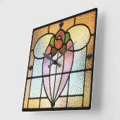 ステンドグラス花 スクエア壁時計 (傾斜)