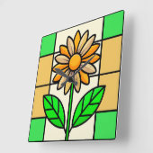 ステンドグラス花 スクエア壁時計 (傾斜)