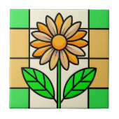 ステンドグラス花 タイル (正面)