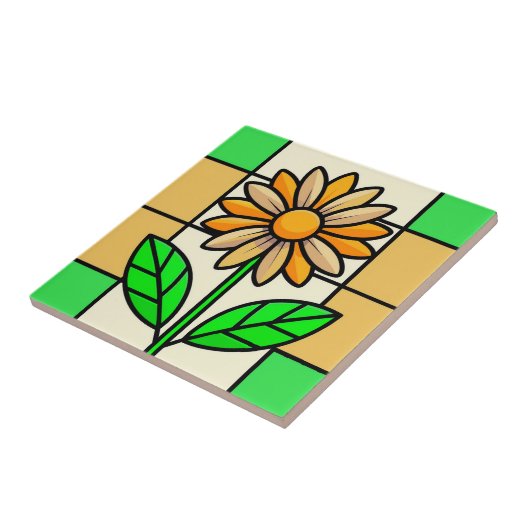 ステンドグラス花 タイル (側面)